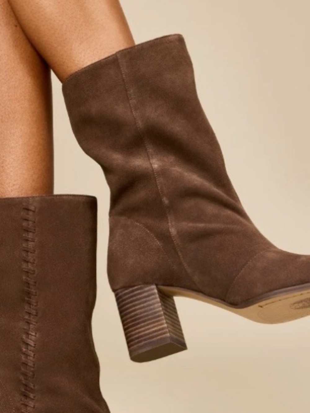 Vince Camuto Lorrie Brown Suede Block Heel Boot, new, never worn